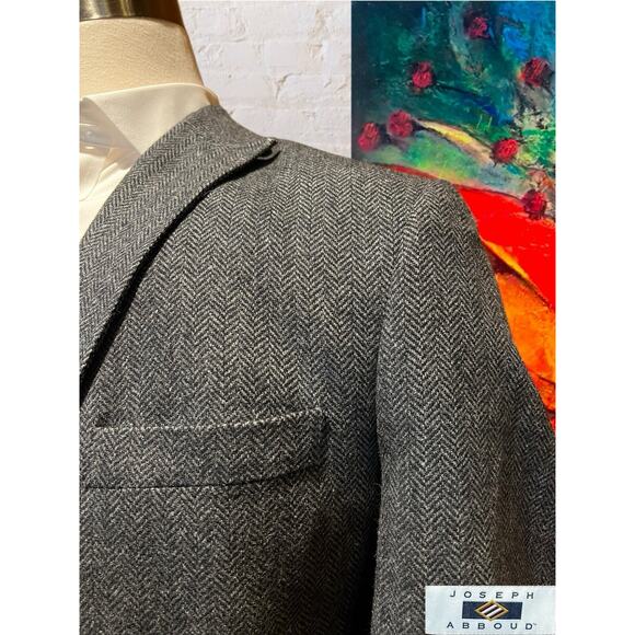 Joseph Abboud XL 44R Mens Blue Gray Herringbone Tweed Blazer Sport Coat Jacket - Picture 5 of 14